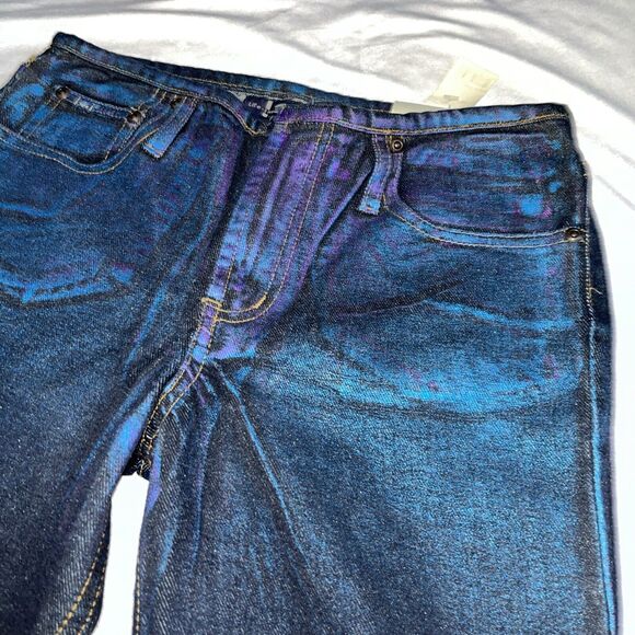 Deadstock Y2K LEI Low Waist Junior Sz 14 Multi Color Spray Painted Jeans Flare - Picture 6 of 16